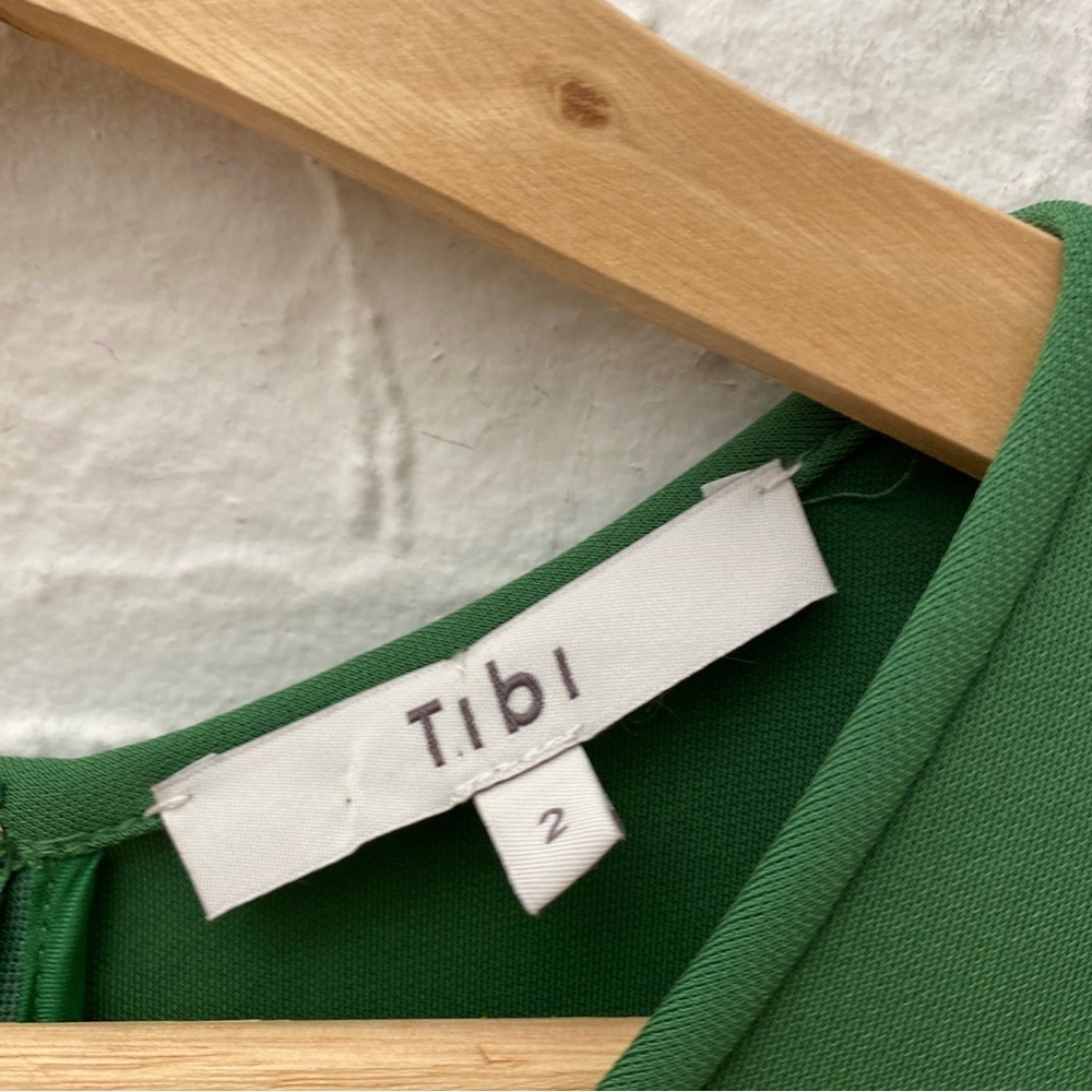 Tibi ||‎ Serpentine Tank Dress Crew Neck Crepe Leaf Green 2 - Picture 5 of 10